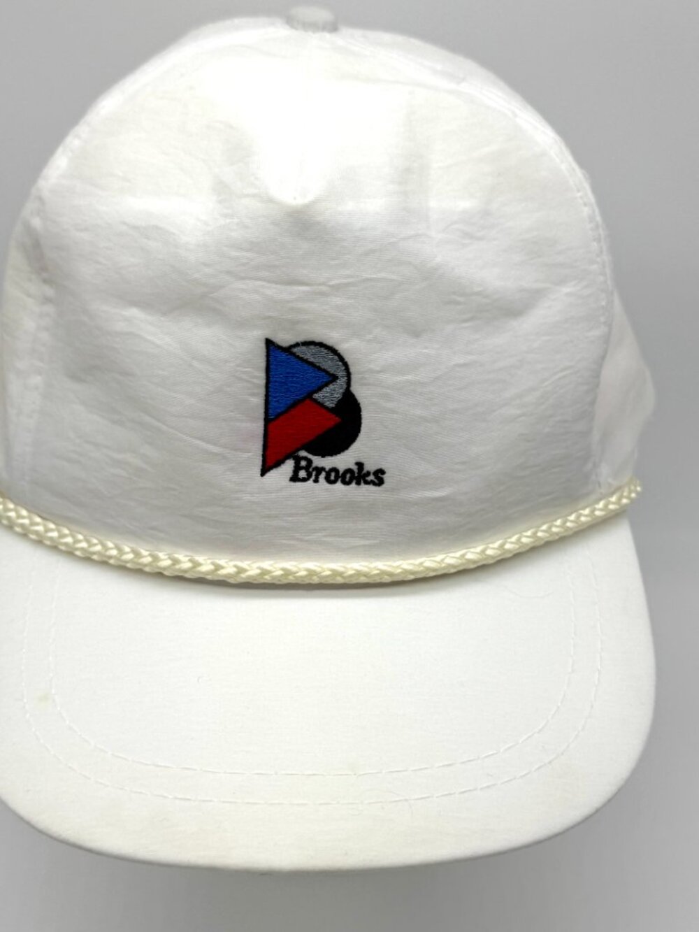 Vintage Brooks Sports Snapback Rope Hat White Retro Running - Picture 2 of 10